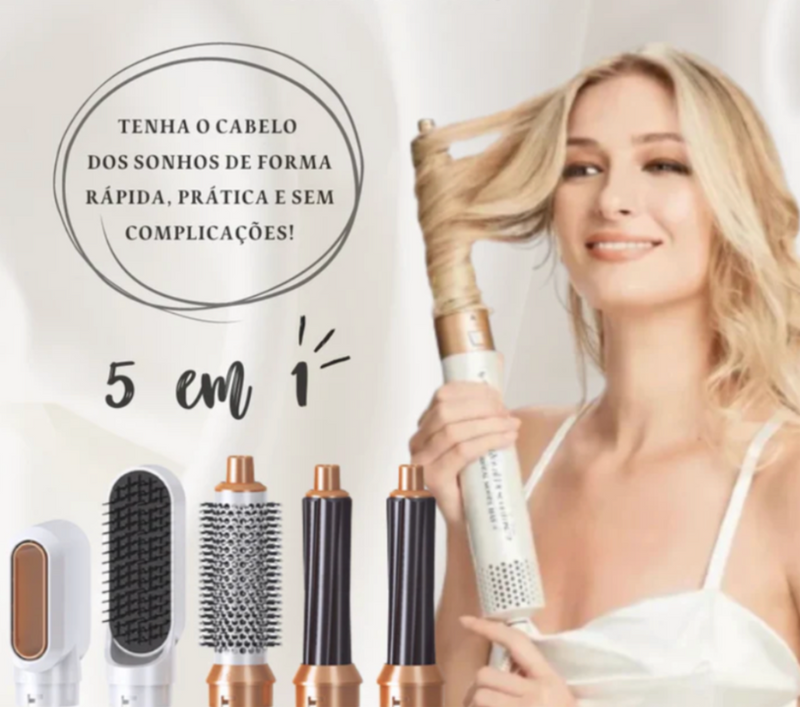 FRETE GRÁTIS - Escova Ellegance Deluxe Hair 5 em 1, Alisa, Seca, Modela, Faz Cachos e Anti-Frizz - BIVOLT (110v/220v)